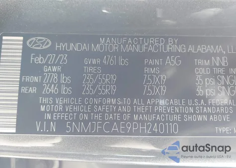 2023 Hyundai Tucson Sel из США, поврежденный, VIN 5NMJFCAE9PH240110